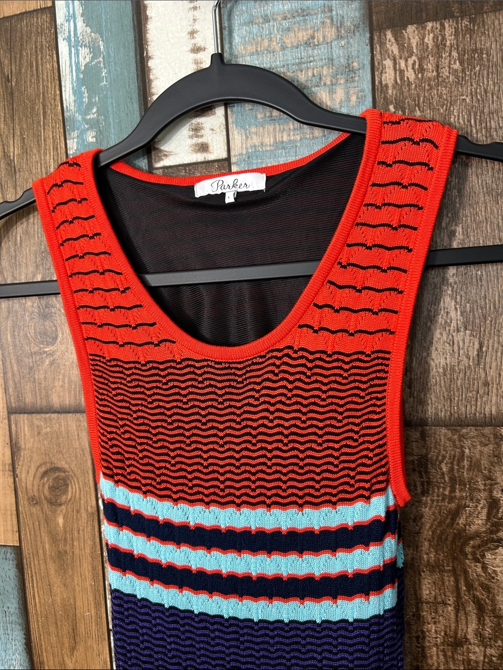 Parker Multicolor Knit Maxi Dress - Red, Light Blue, Navy, Purple. - Picture 3 of 16